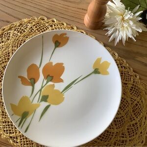 Vintage Ironstone Daphne Orange and Yellow Floral Dinnerware Plate
